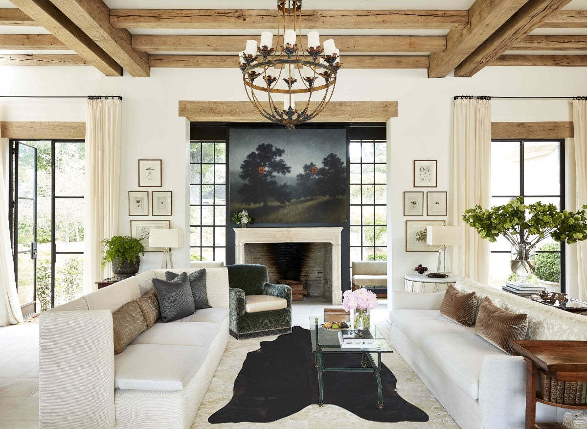 Solid Black X-Large Brazilian Cowhide Rug 7'0"H x 6'2"W #A44827 by Hudson Hides
