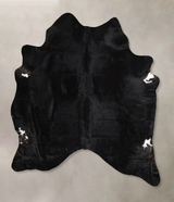 Solid Black X-Large Brazilian Cowhide Rug 7'1"H x 5'10"W #A44833 by Hudson Hides