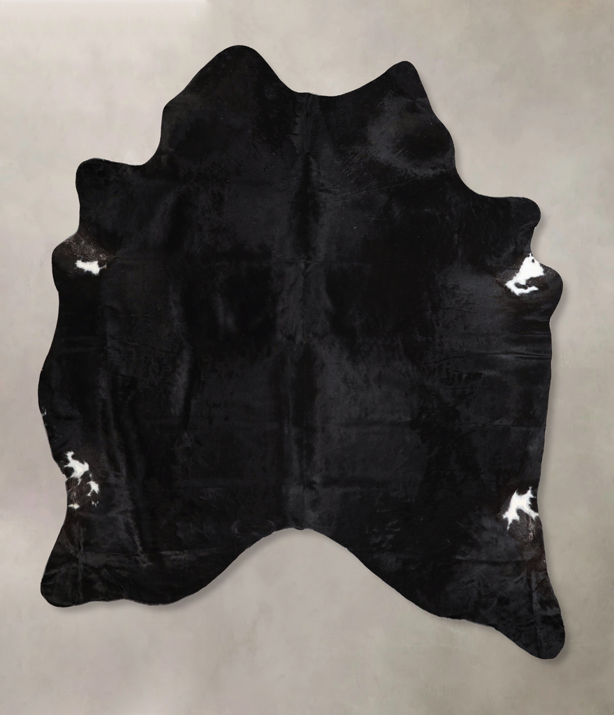 Solid Black X-Large Brazilian Cowhide Rug 7'1"H x 5'10"W #A44833 by Hudson Hides