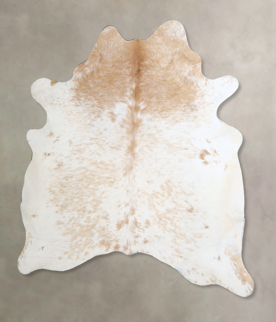 Beige and White Large Brazilian Cowhide Rug 6'0"H x 5'6"W #A44842 by Hudson Hides