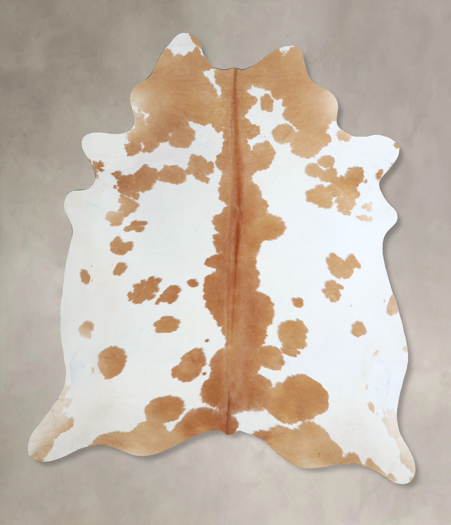 Beige and White X-Large Brazilian Cowhide Rug 7'0"H x 6'1"W #A44844 by Hudson Hides