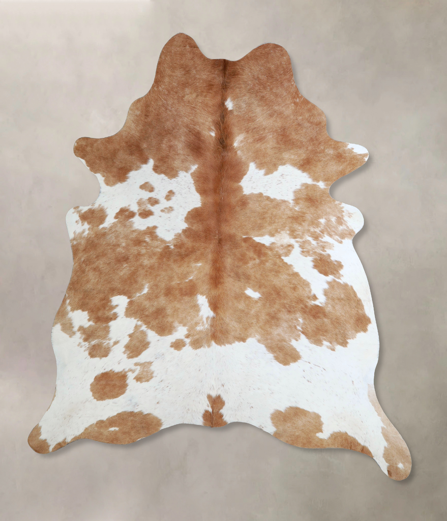 Beige and White X-Large Brazilian Cowhide Rug 7'6"H x 6'0"W #A44846 by Hudson Hides