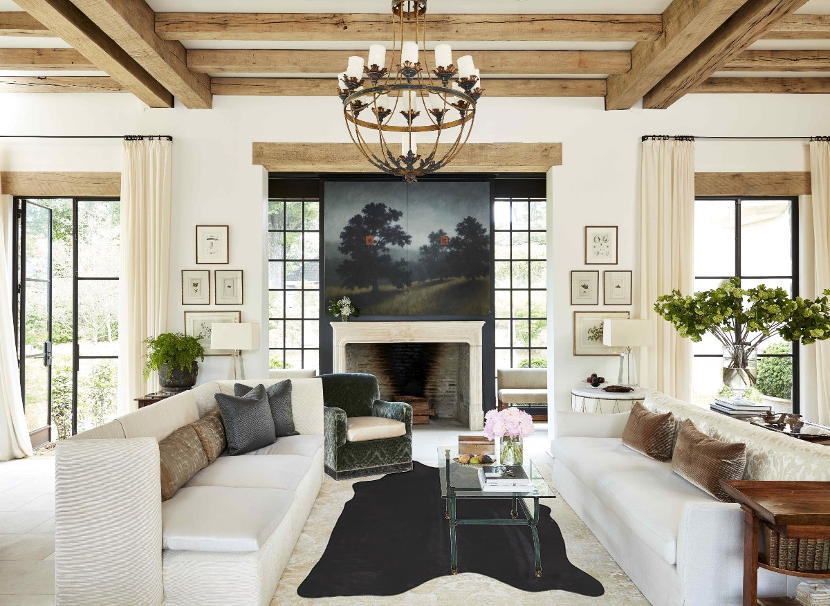 Solid Black Cowhide Rug #A44850
