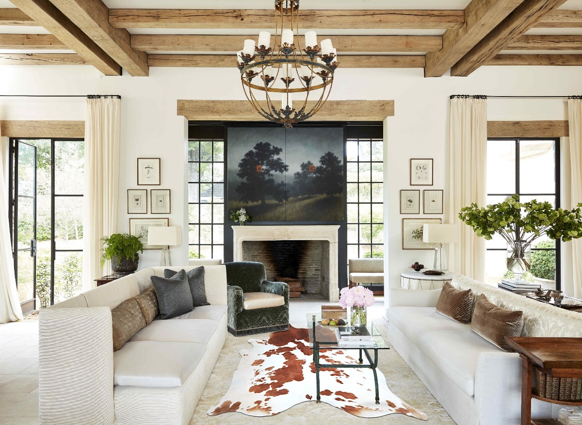 Brown and White X-Large Brazilian Cowhide Rug 7'3"H x 6'6"W #A44875 by Hudson Hides