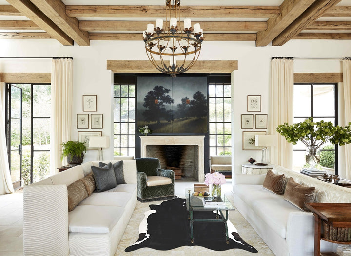Black and White X-Large Brazilian Cowhide Rug 6'11"H x 5'11"W #A44890 by Hudson Hides