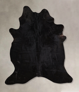 Solid Black X-Large Brazilian Cowhide Rug 7'2"H x 6'1"W #A44891 by Hudson Hides