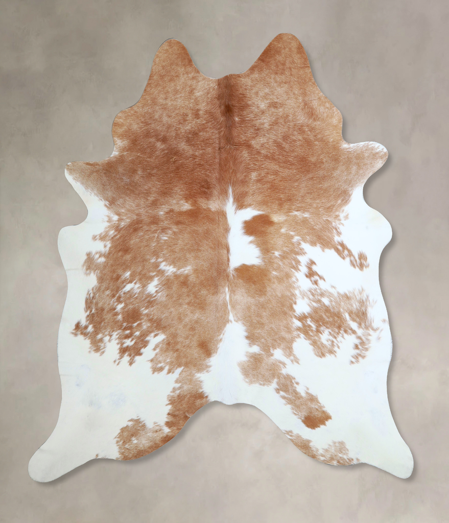Beige and White X-Large Brazilian Cowhide Rug 7'0"H x 6'5"W #A44901 by Hudson Hides