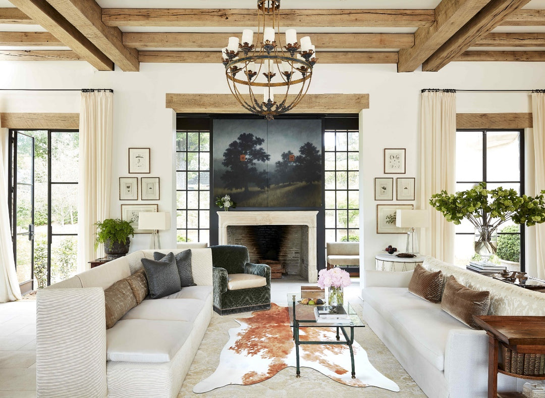 Beige and White X-Large Brazilian Cowhide Rug 7'0"H x 6'5"W #A44901 by