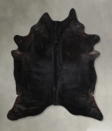 Solid Black XX-Large Brazilian Cowhide Rug 7'7"H x 6'11"W #A44956 by Hudson Hides