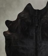 Solid Black XX-Large Brazilian Cowhide Rug 7'7"H x 6'11"W #A44956 by Hudson Hides