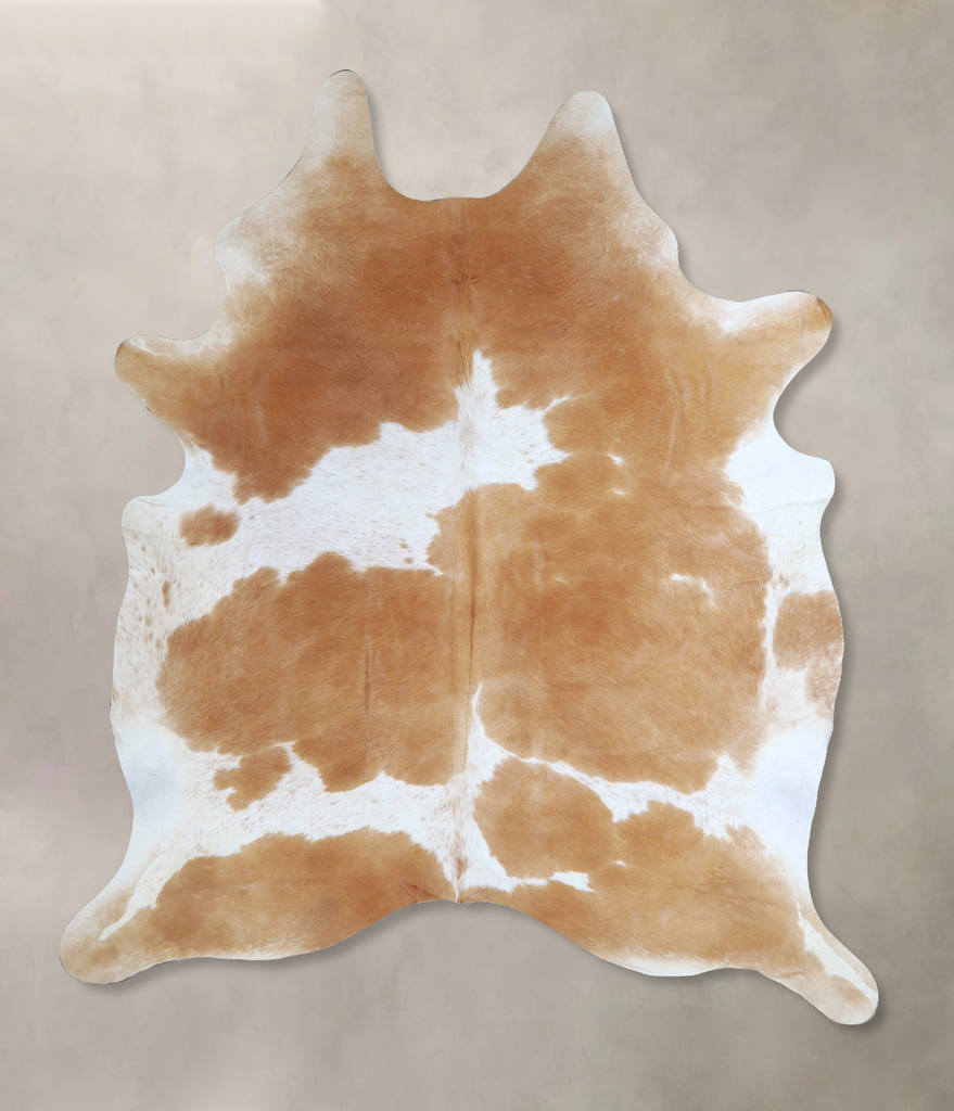 Beige and White X-Large Brazilian Cowhide Rug 7'8"H x 6'1"W #A44960 by Hudson Hides