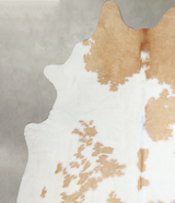 Beige and White X-Large Brazilian Cowhide Rug 7'3"H x 6'8"W #A44961 by Hudson Hides