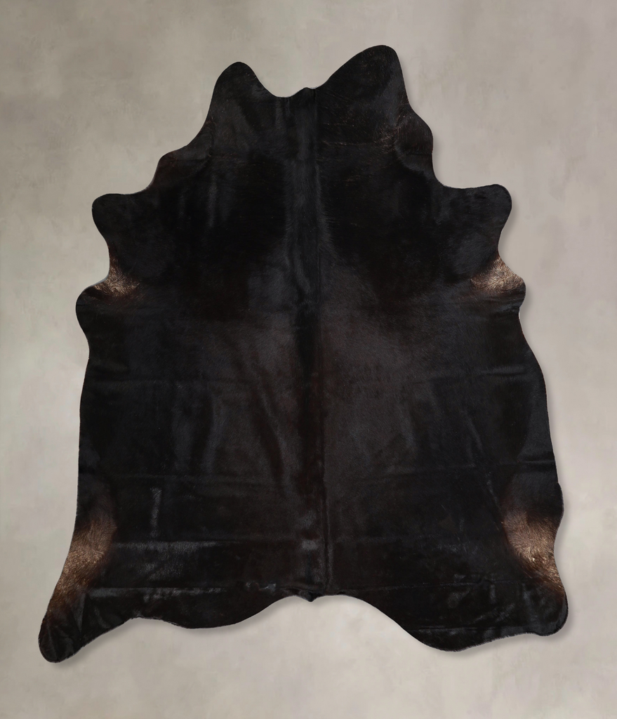 Solid Black X-Large Brazilian Cowhide Rug 7'0"H x 6'2"W #A45003 by Hudson Hides