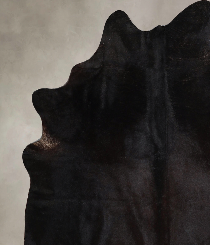 Solid Black X-Large Brazilian Cowhide Rug 7'0"H x 6'2"W #A45003 by Hudson Hides