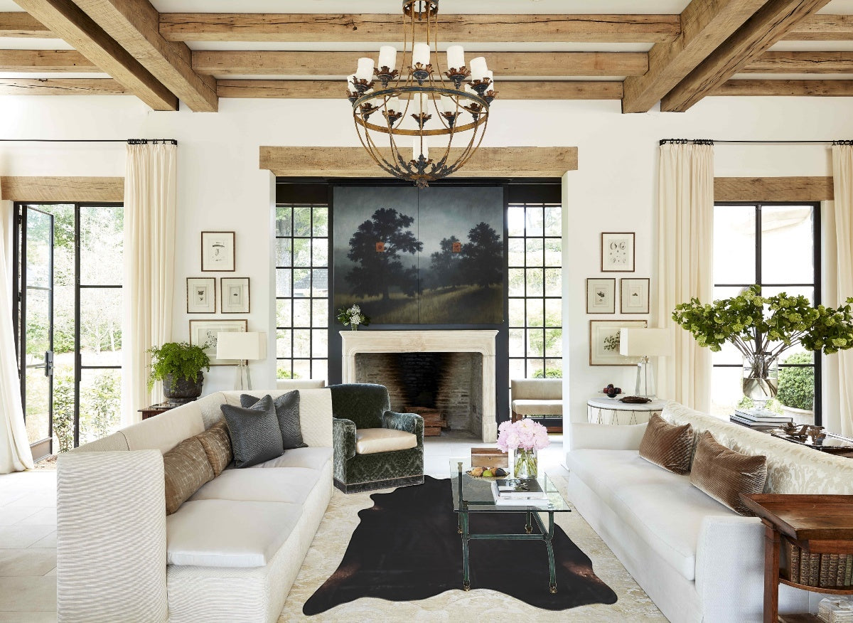 Solid Black X-Large Brazilian Cowhide Rug 7'0"H x 6'2"W #A45003 by Hudson Hides