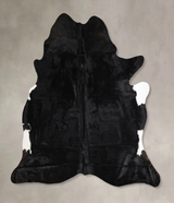 Solid Black X-Large Brazilian Cowhide Rug 7'2"H x 6'2"W #A45073 by Hudson Hides