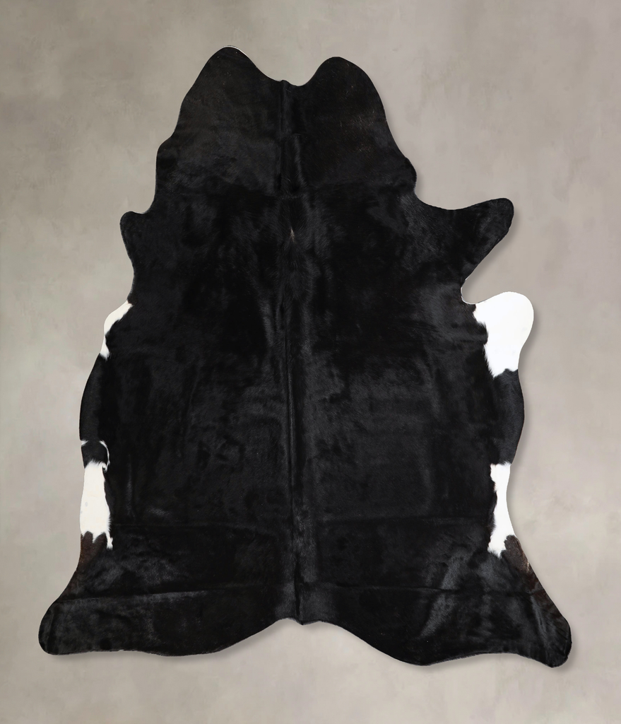 Solid Black X-Large Brazilian Cowhide Rug 7'2"H x 6'2"W #A45073 by Hudson Hides
