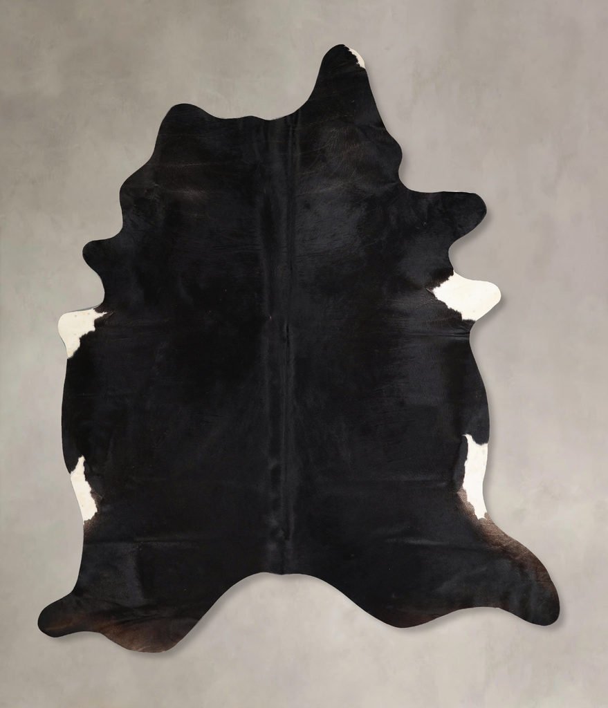Solid Black X-Large Brazilian Cowhide Rug 7'10"H x 6'1"W #A45074 by Hudson Hides