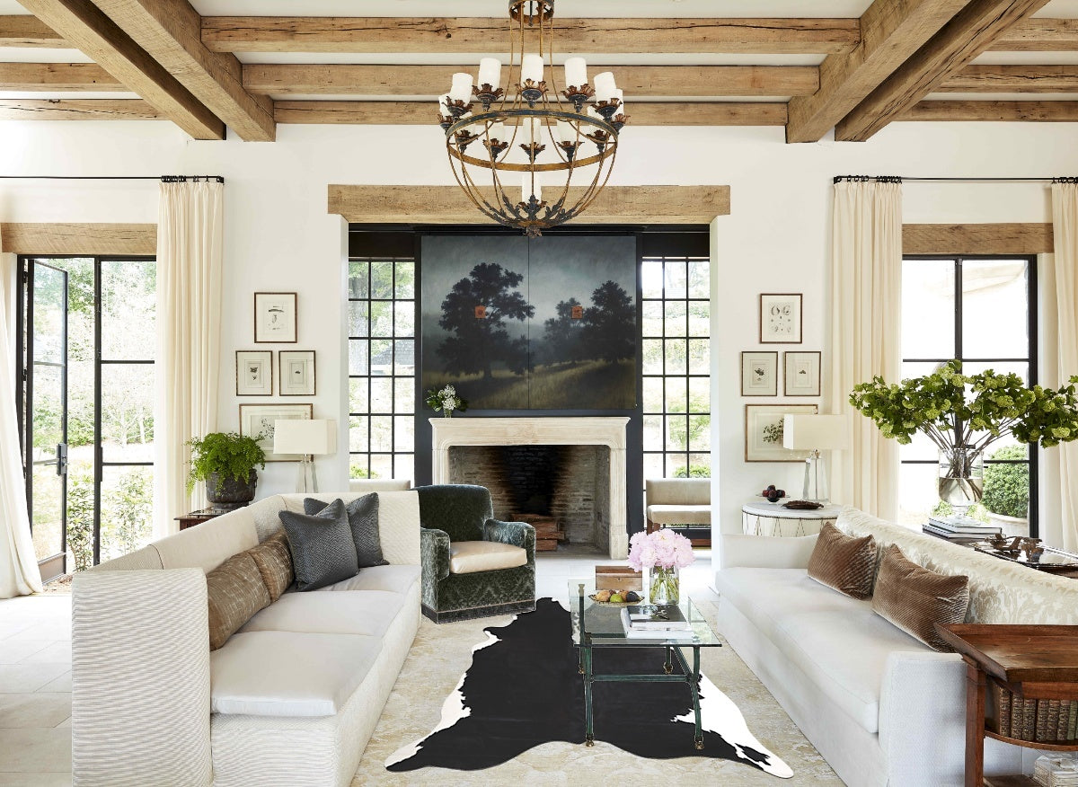 Black and White X-Large Brazilian Cowhide Rug 7'3"H x 6'3"W #A45075 by Hudson Hides