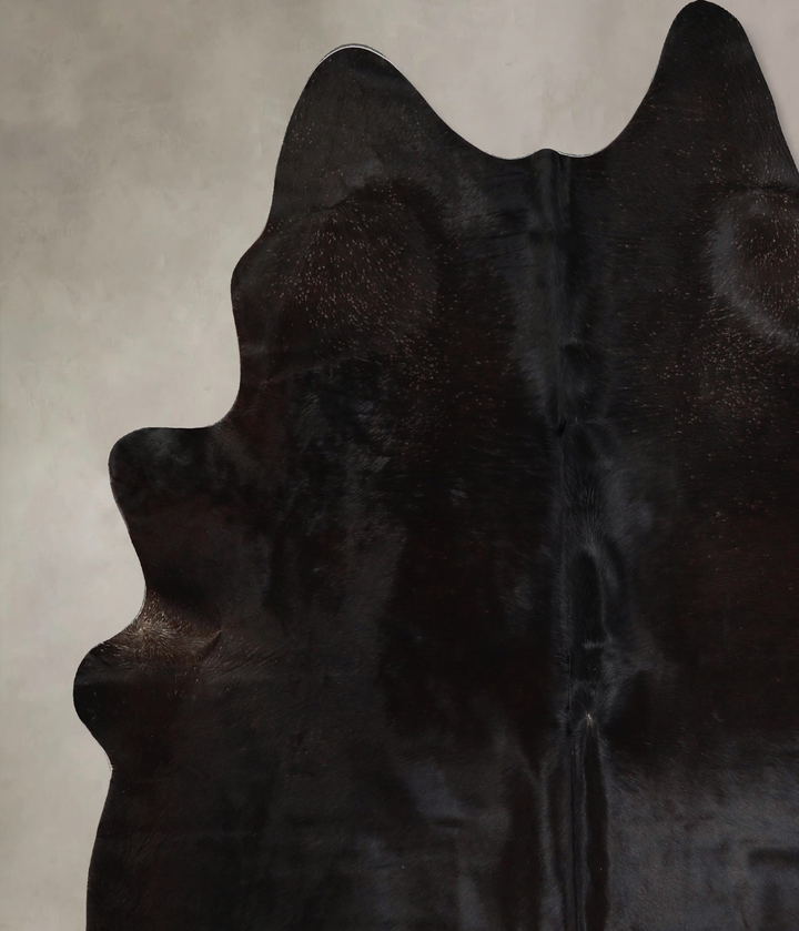 Solid Black X-Large Brazilian Cowhide Rug 7'1"H x 6'0"W #A45116 by Hudson Hides