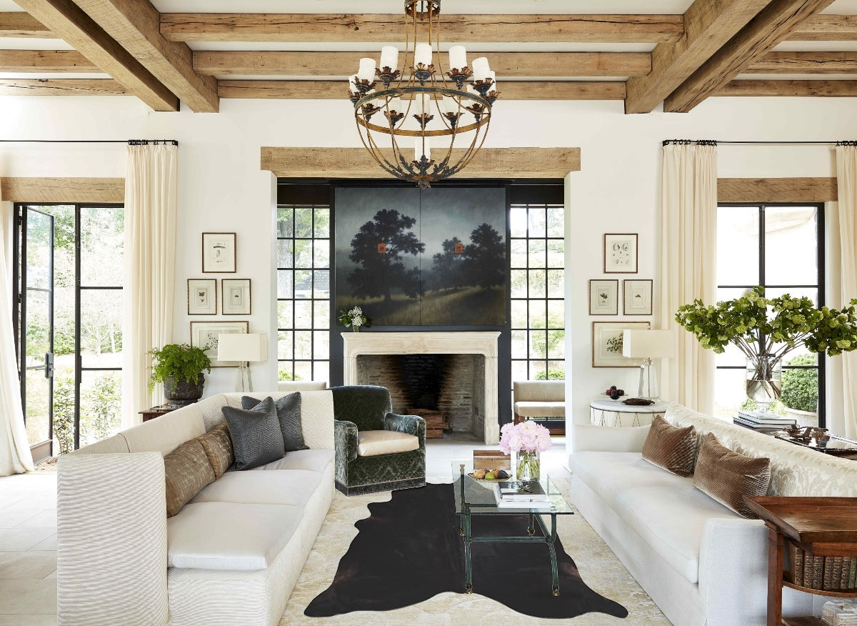 Solid Black X-Large Brazilian Cowhide Rug 7'1"H x 6'0"W #A45116 by Hudson Hides