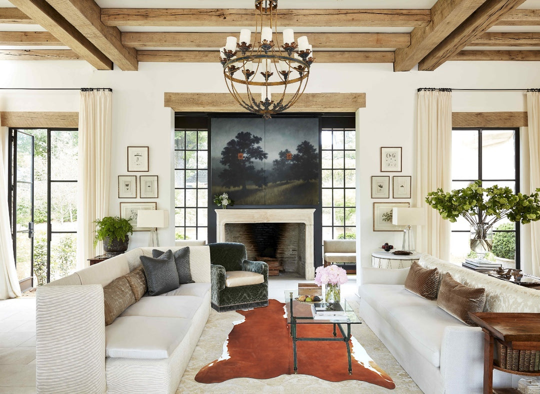 Brown and White Regular X-Large Brazilian Cowhide Rug 6'11"H x 5'10"W 