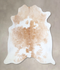 Beige and White Large Brazilian Cowhide Rug 6'2