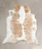 Beige and White Large Brazilian Cowhide Rug 6'0