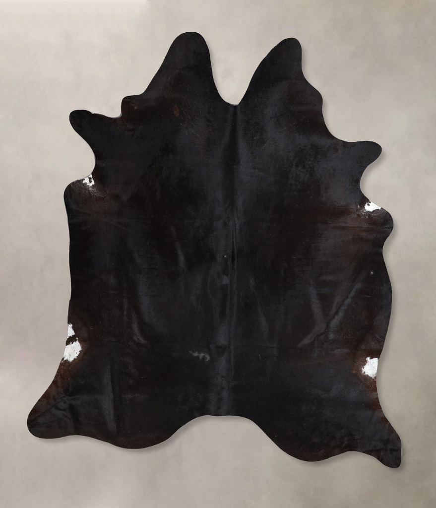 Solid Black X-Large Brazilian Cowhide Rug 7'0"H x 5'11"W #A45280 by Hudson Hides