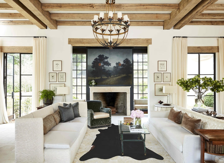 Solid Black X-Large Brazilian Cowhide Rug 7'0"H x 6'4"W #A45356 by Hudson Hides