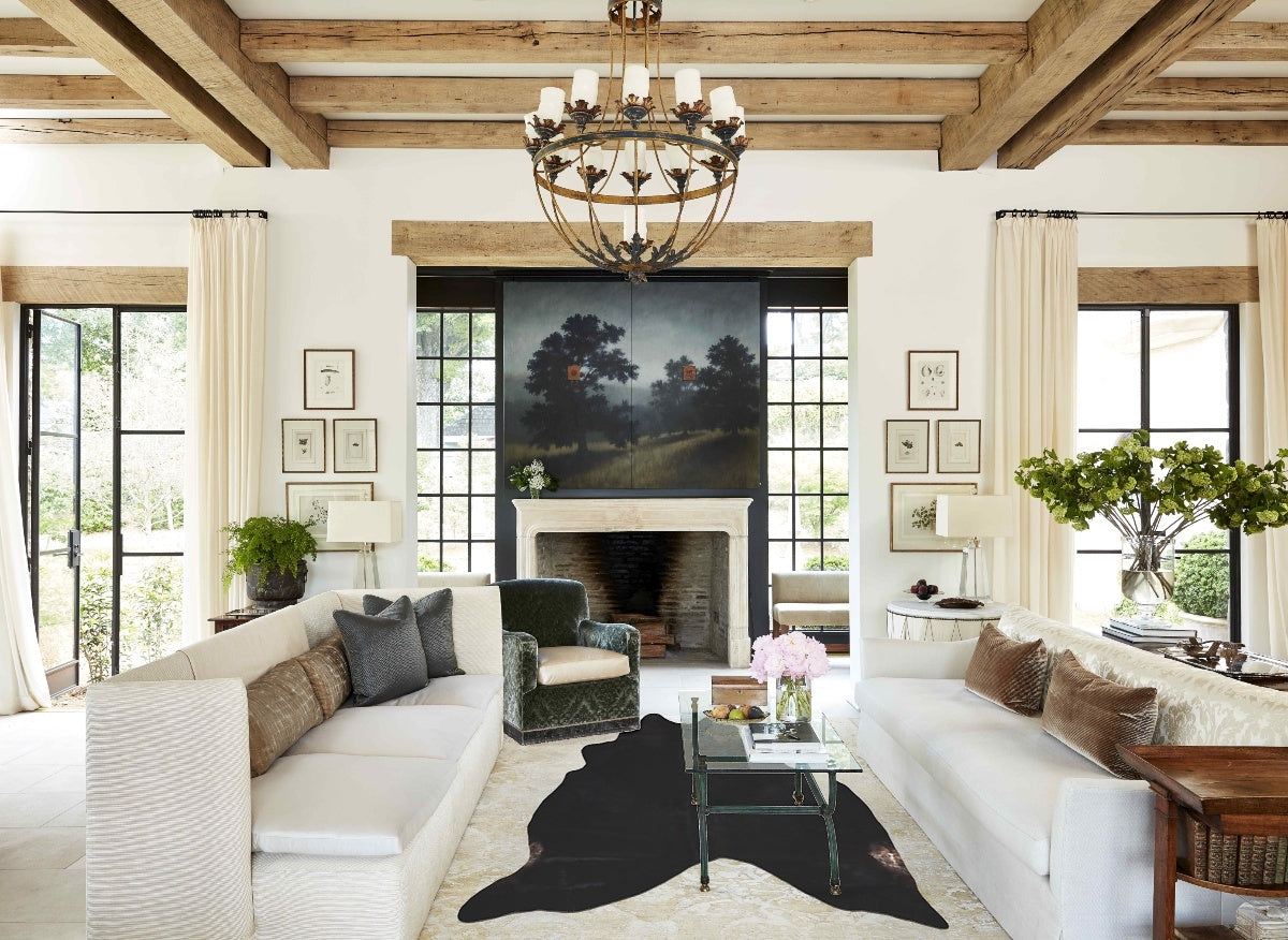 Solid Black Cowhide Rug #A45372
