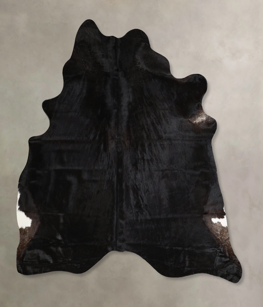 Solid Black X-Large Brazilian Cowhide Rug 7'2"H x 5'11"W #A45434 by Hudson Hides