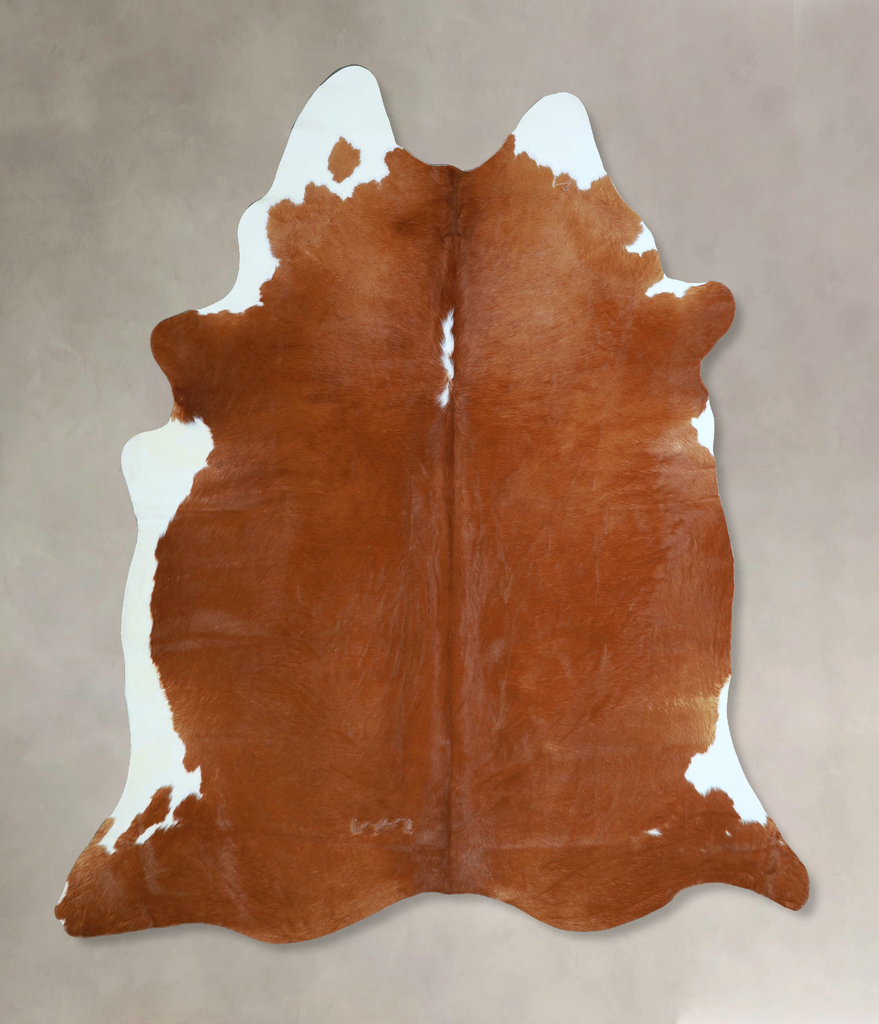 Brown and White Regular X-Large Brazilian Cowhide Rug 7'2"H x 6'0"W #A45440 by Hudson Hides