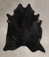 Solid Black X-Large Brazilian Cowhide Rug 6'11"H x 6'4"W #A45466 by Hudson Hides