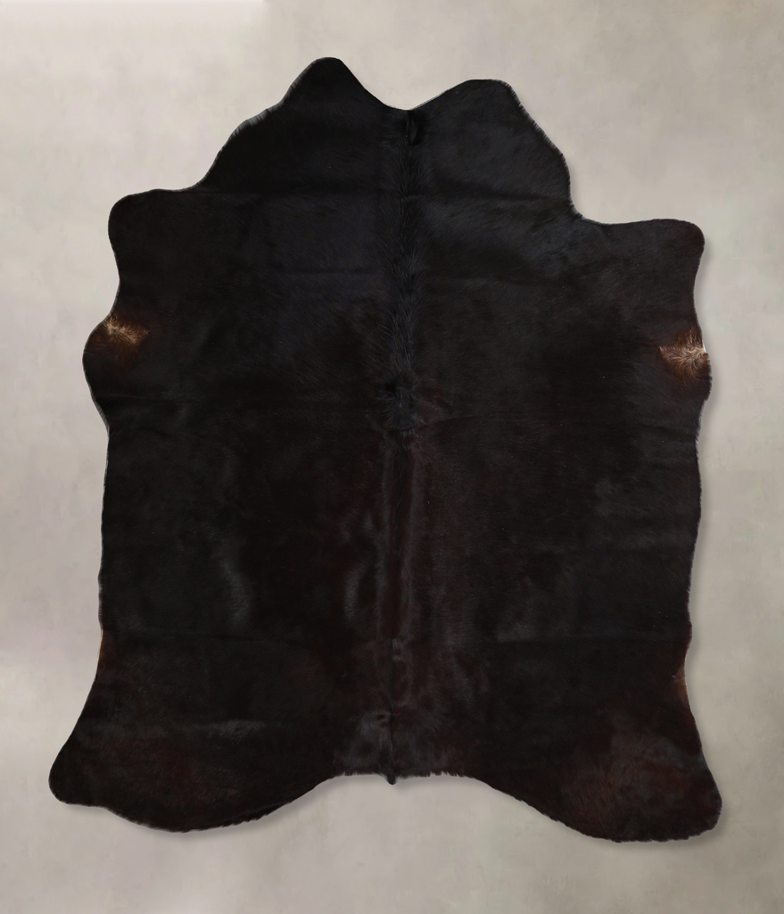 Solid Black Large Brazilian Cowhide Rug 6'8"H x 5'11"W #A45468 by Hudson Hides