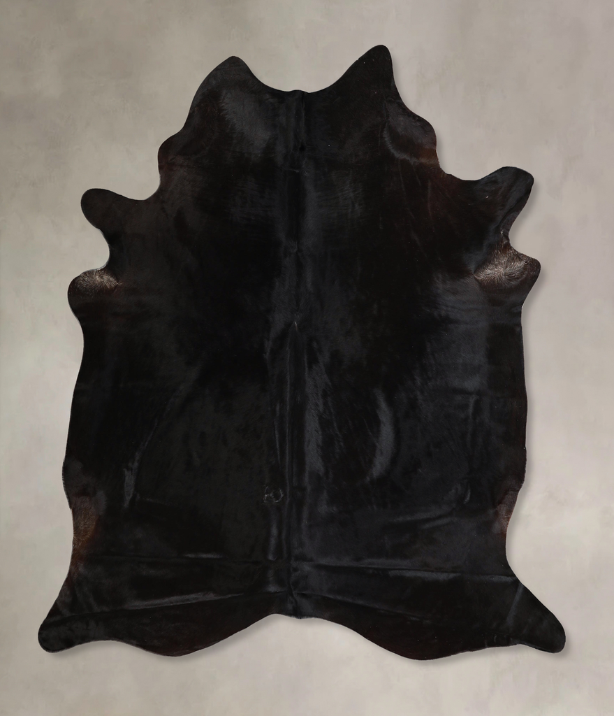 Solid Black X-Large Brazilian Cowhide Rug 6'10"H x 6'1"W #A45511 by Hudson Hides