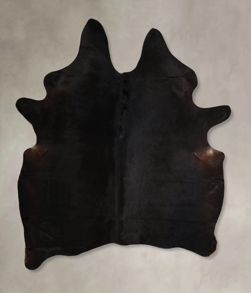 Solid Black X-Large Brazilian Cowhide Rug 7'3"H x 5'11"W #A45533 by Hudson Hides
