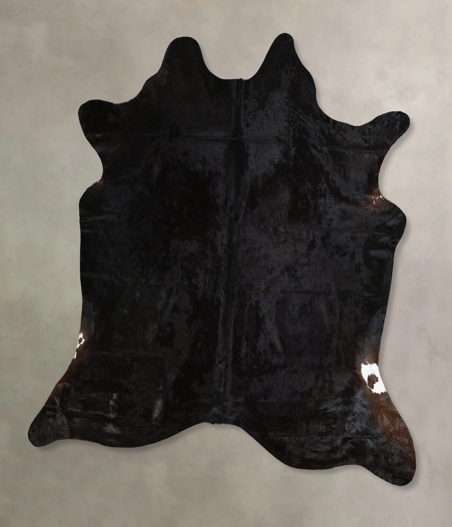 Solid Black X-Large Brazilian Cowhide Rug 7'1"H x 6'6"W #A45556 by Hudson Hides