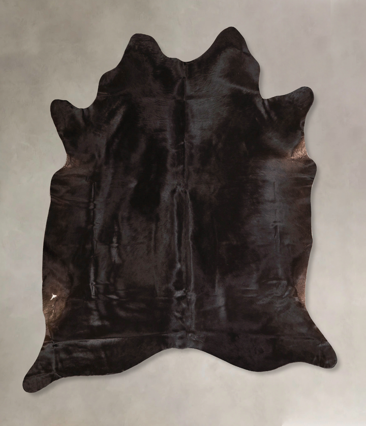Solid Black Large Brazilian Cowhide Rug 6'8"H x 5'10"W #A45641 by Hudson Hides