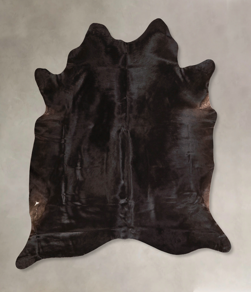 Solid Black Large Brazilian Cowhide Rug 6'8"H x 5'10"W #A45641 by Hudson Hides