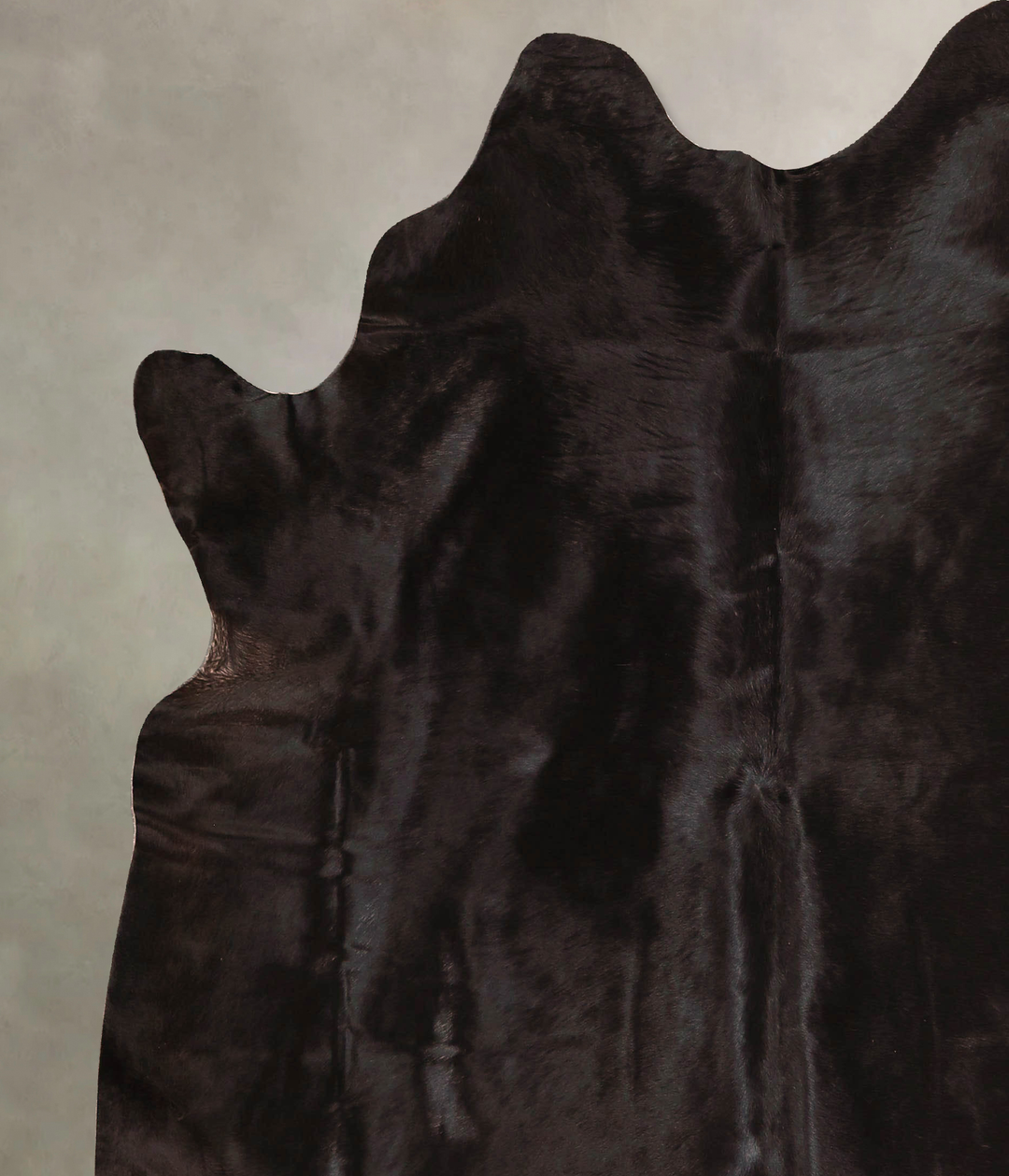 Solid Black Large Brazilian Cowhide Rug 6'8"H x 5'10"W #A45641 by Huds