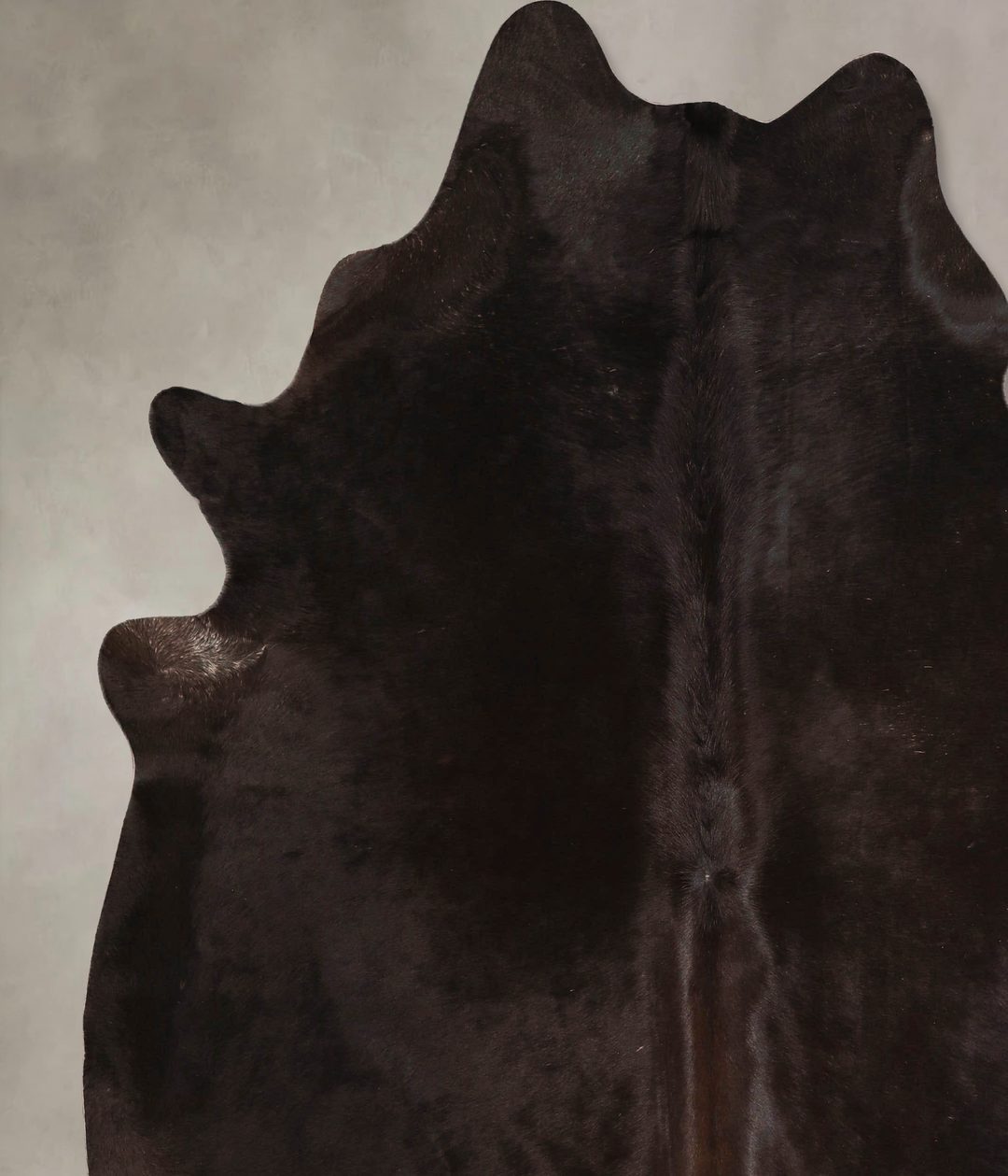 Solid Black X-Large Brazilian Cowhide Rug 7'1"H x 6'8"W #A45725 by Hud