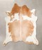 Beige and White X-Large Brazilian Cowhide Rug 6'11