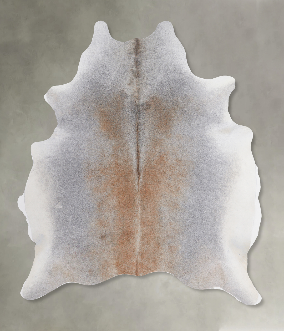 Grey with Beige Large Brazilian Cowhide Rug 6'3"H x 5'11"W #A4581 by H