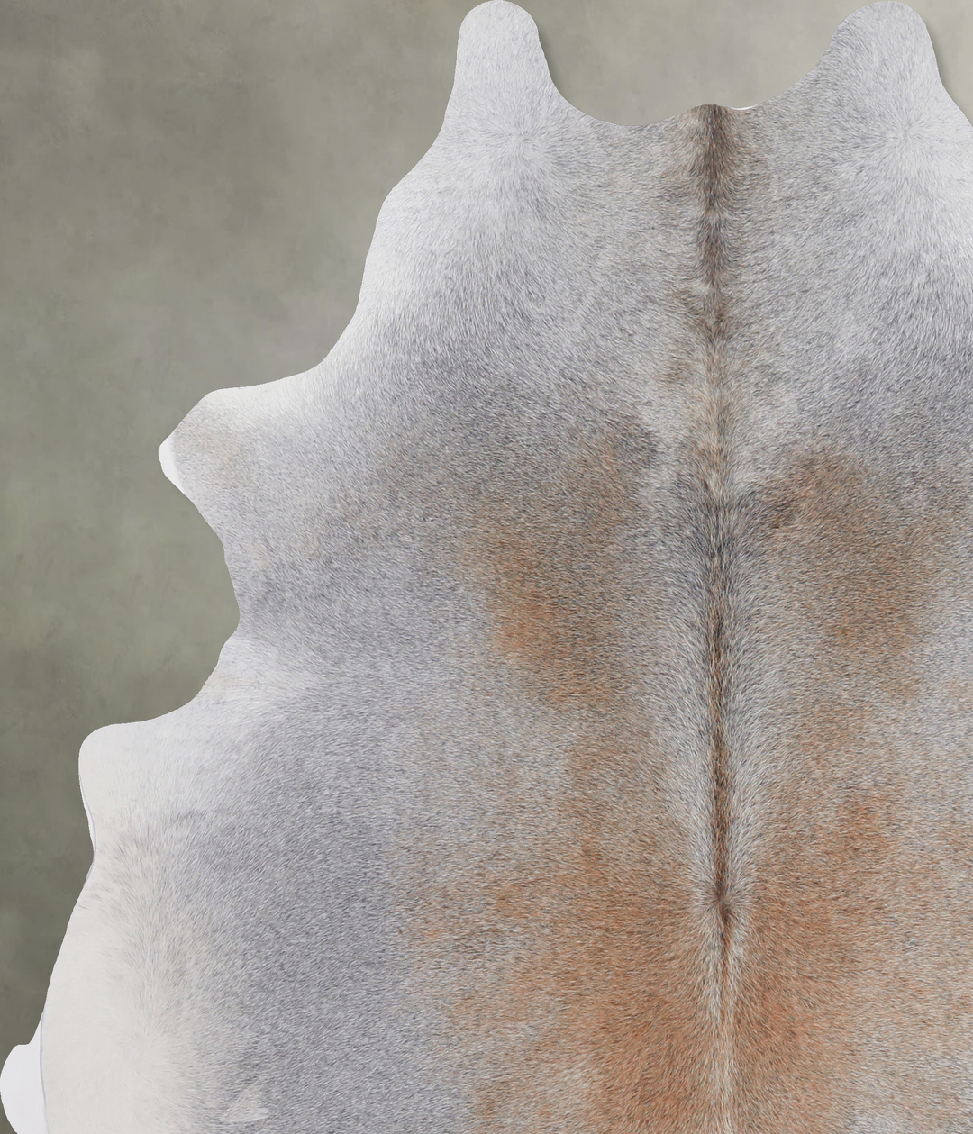 Grey with Beige Large Brazilian Cowhide Rug 6'3"H x 5'11"W #A4581 by H