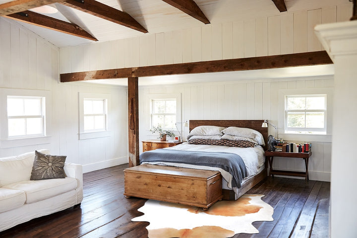 Beige and White X-Large Brazilian Cowhide Rug 6'10"H x 5'11"W #A45914 by Hudson Hides