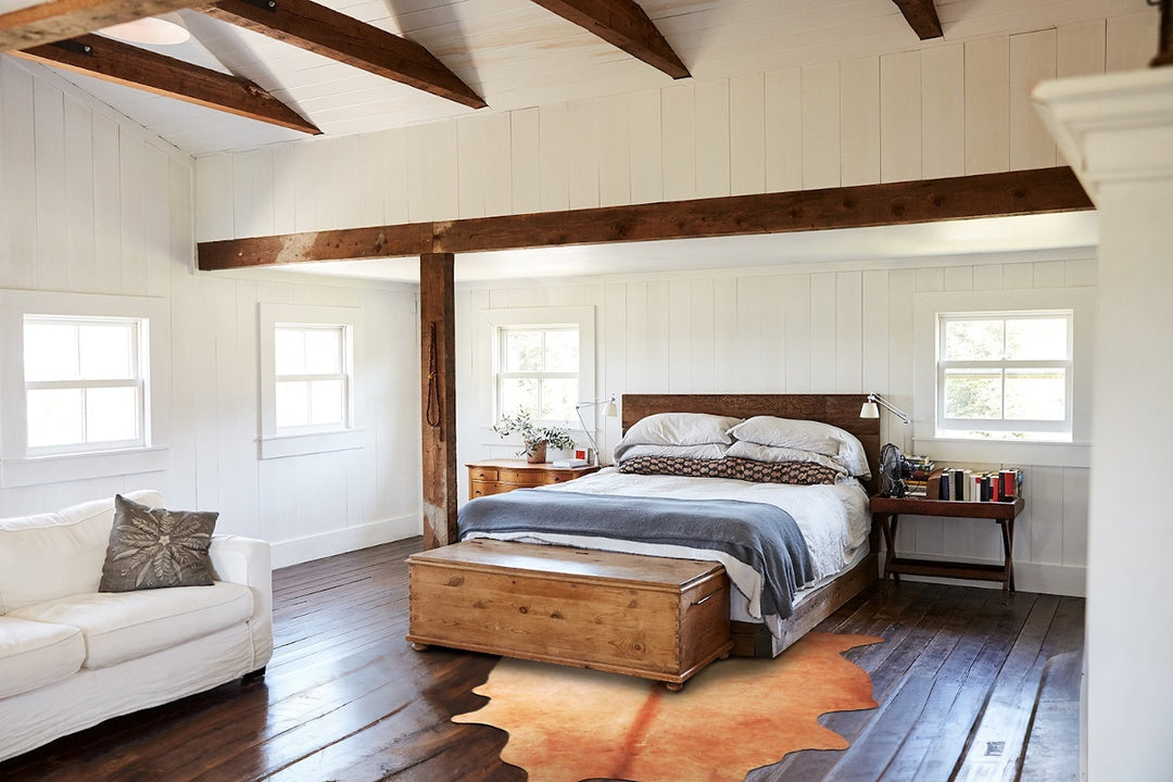 Beige X-Large Brazilian Cowhide Rug 7'0"H x 5'9"W #A45952 by Hudson Hi