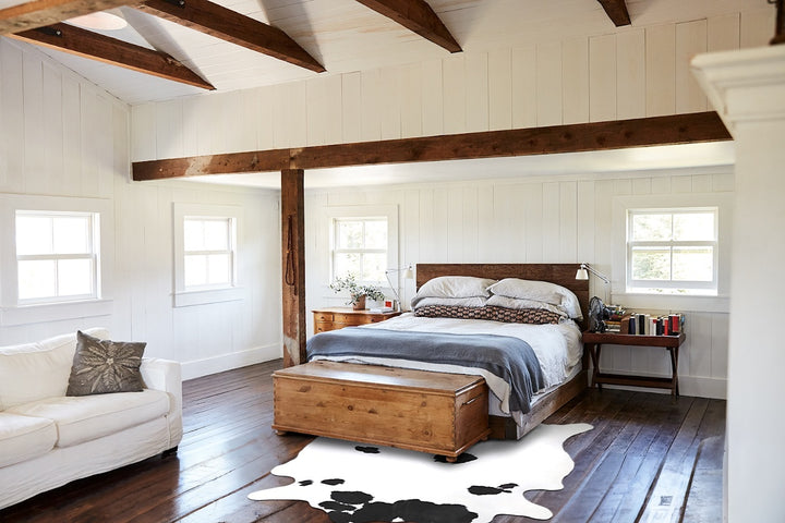 Black and White X-Large Brazilian Cowhide Rug 7'3"H x 6'11"W #A45972 by Hudson Hides