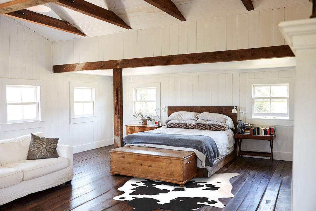 Black and White X-Large Brazilian Cowhide Rug 6'7"H x 6'4"W #A46016 by