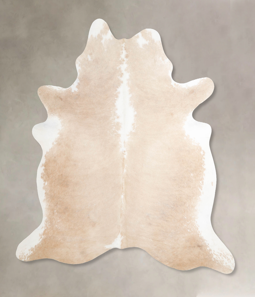 Beige and White X-Large Brazilian Cowhide Rug 6'8"H x 6'3"W #A46077 by Hudson Hides